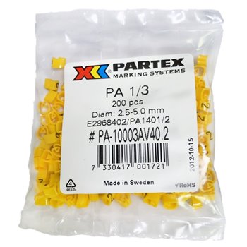 Cable Marker 2 0.75-4mm Black/Yellow Pack 200. PA13BYMP2