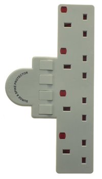 Powermaster 4 Gang 13A Direct Plug in Switched Socket Surge Protected
