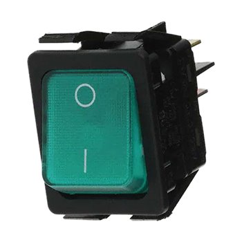 Illuminated Green Rocker Switch DPST On-Off 16A 230V 377-9765