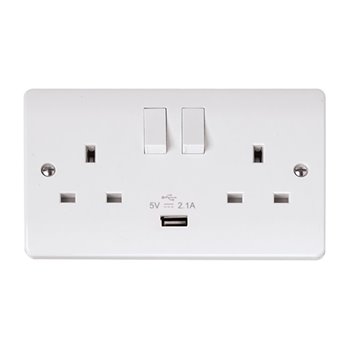Click 2 Gang 13A Switched Socket with USB CMA770