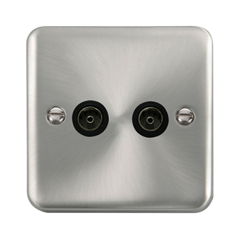 Click Deco Plus Satin Chrome Twin Non-Isolated Coaxial Outlet DPSC066BK