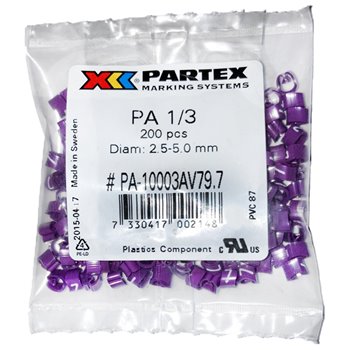 Partex Pack of 200 Purple Cable Markers 7 PA13/CCMP-7