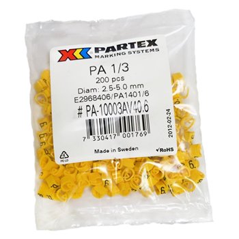 Partex Pack of 200 Cable Markers 6 PA13BYMP6