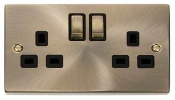 Click Deco 2G 13A Switched Socket Antique Brass