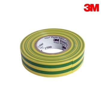 3M Temflex 1500 Green/Yellow Earth PVC Electrical Insulation Tape 20m