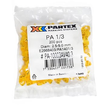 Partex Pack of 200 Cable Markers 3 PA13BYMP3
