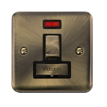 Click Deco Plus 13A Ingot DP Antique Brass Switched Fused Connection Unit With Neon DPAB752BK