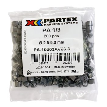 Partex Pack of 200 Grey Cable Markers 8 PA13/CCMP-8