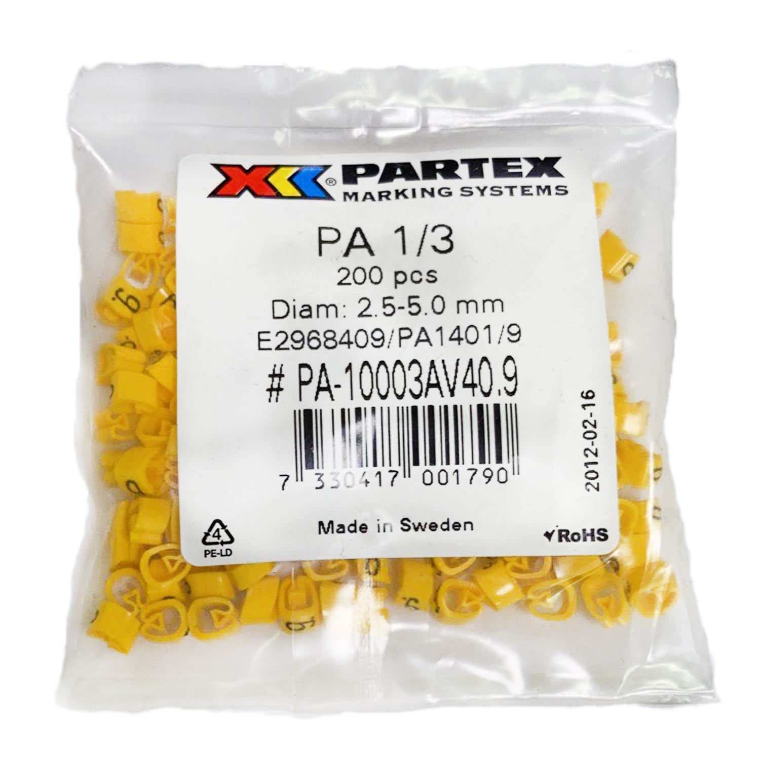 Partex Pack of 200 Cable Markers 9 PA13BYMP9
