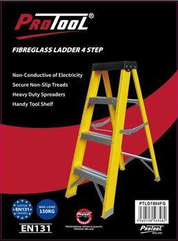 Protool Fibreglass 4 Step Ladder PTLD1904FG