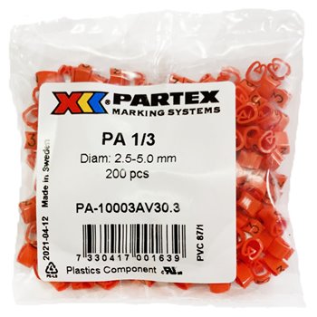 Partex Pack of 200 Orange Cable Markers 3 PA13/CCMP-3