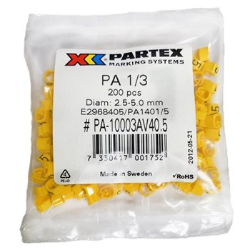 Partex Pack of 200 Cable Markers 5 PA13BYMP5