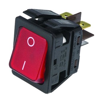 Red Rocker Switch ON/OFF Illuminated DPST IP44 16A 250V 377-9759