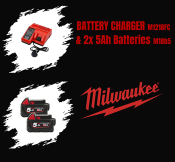 Milwaukee Combo Offer! Fast Battery Charger + 2x 5 Ah Batteries