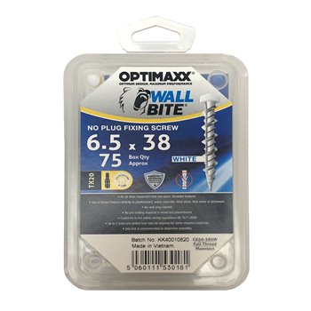 Optimaxx Wallbite Masonary Screws White 6.5 x 38mm C650380W