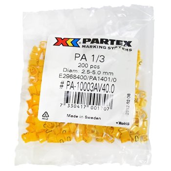 Cable Marker 0.75-4mm. Black/Yellow. 200PK. PA13BYMP0