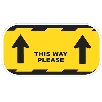 This Way Please Floor Sticker Yellow 300mm Perm-Adhesive CVTWY