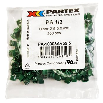 Partex Pack of 200 Green Cable Markers 5 PA13/CCMP-5