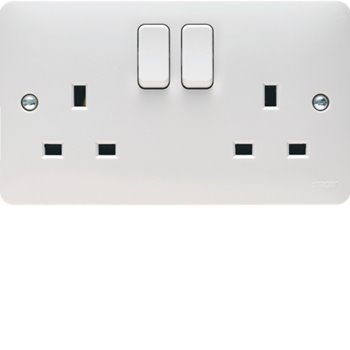 Dual Earth 2 Gang Double Pole Switched Socket